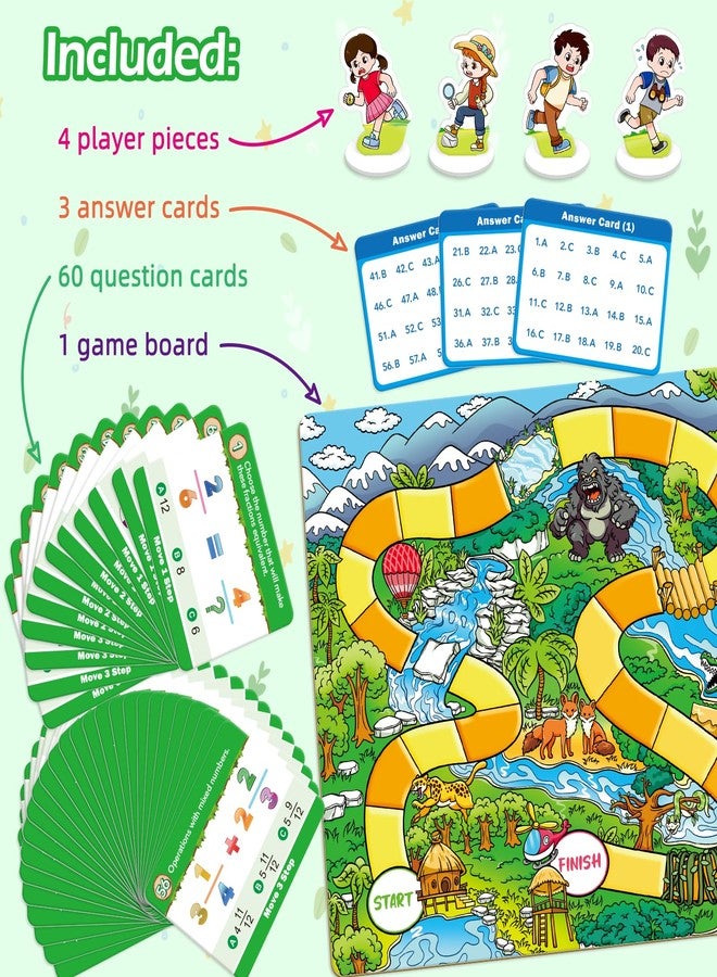 Broytain Forest Fraction Board Game|Math Games for Kids|Fraction Play Games - Gr. 3-4|Educational Learning Board Games for Boys and Girls|Classroom Travel Indoor Outdoor Family Game - Image 3